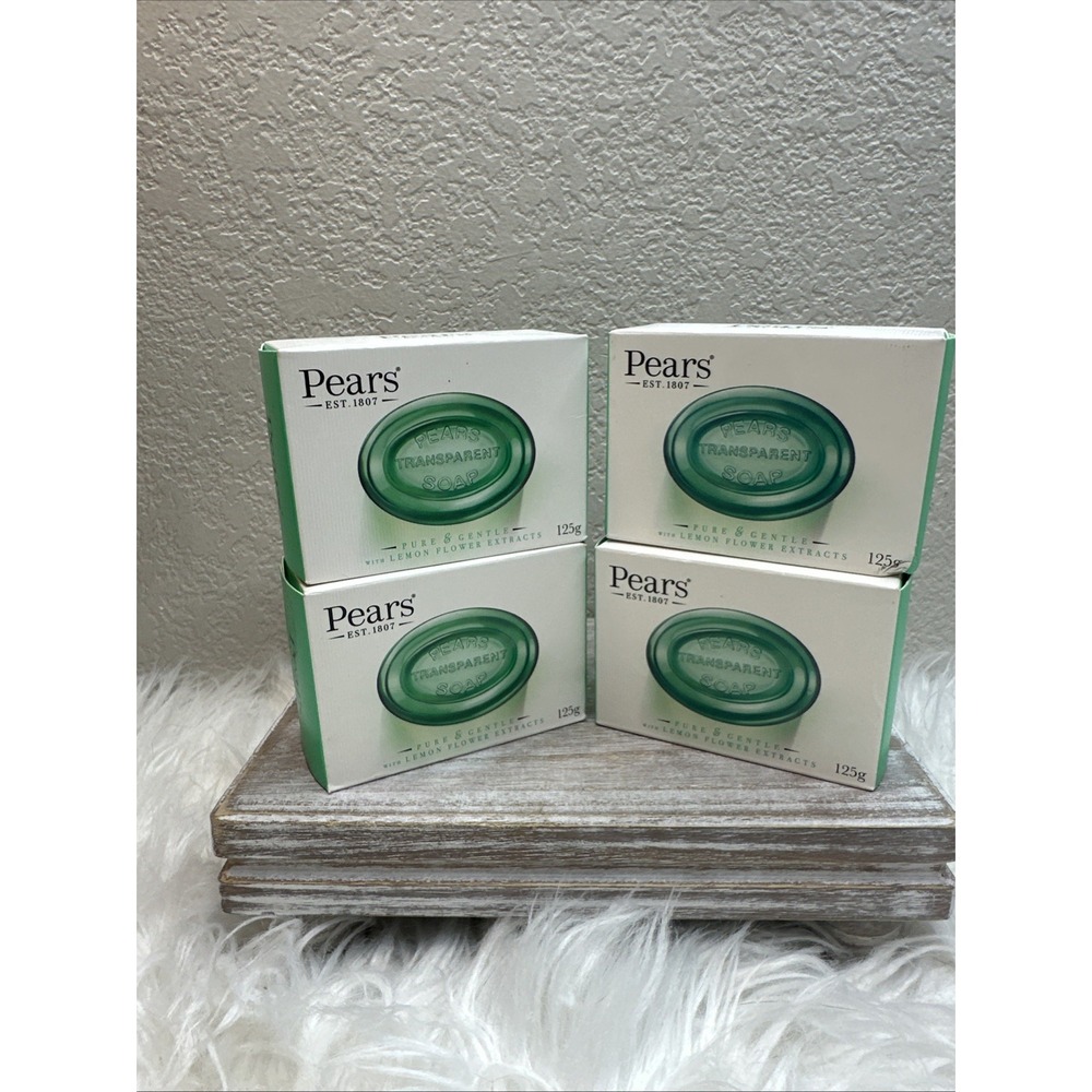 $18 🌙 X4 Pears Transparent Glycerin Bar Soap 3.53 Oz Each GREEN COLOR NEW